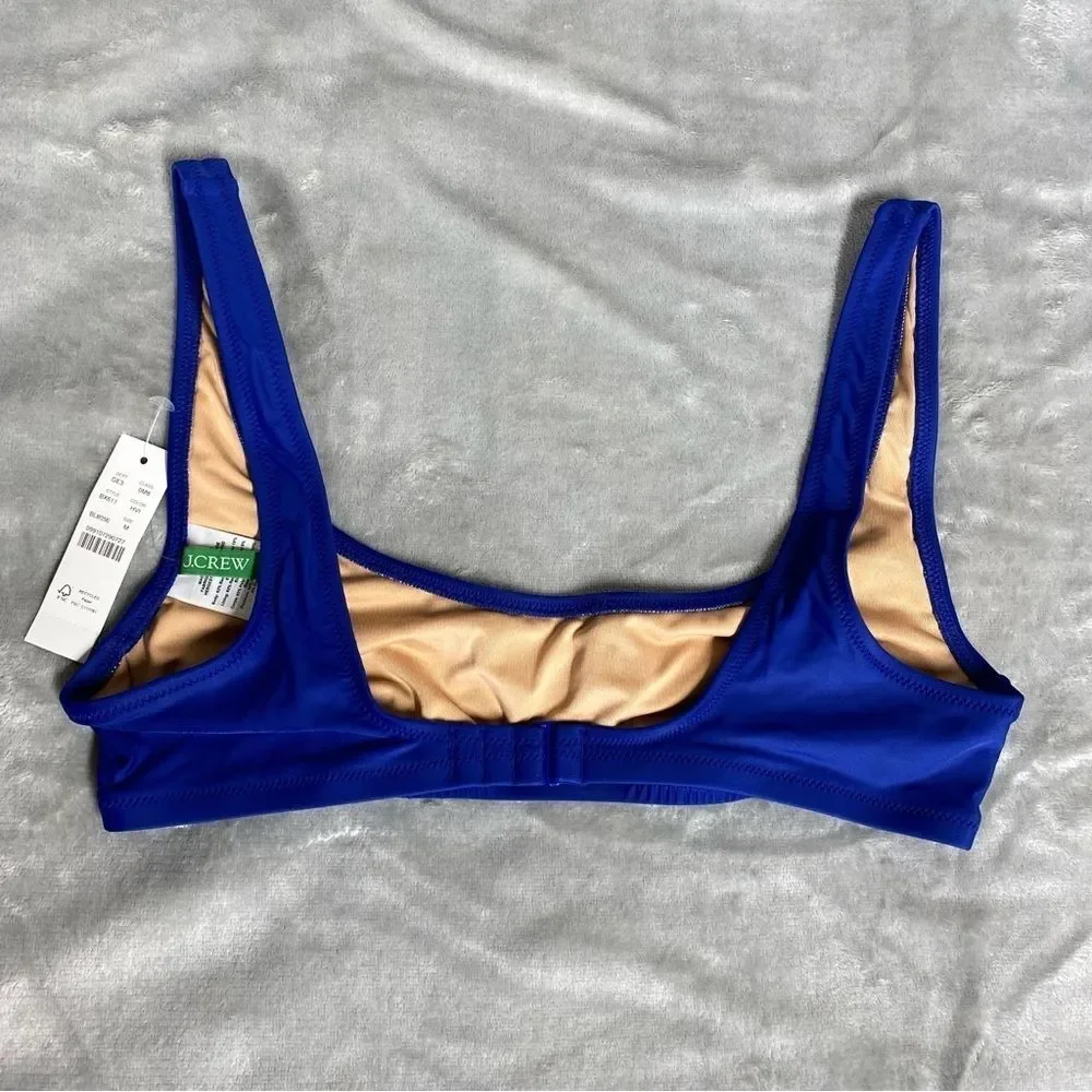 NEW J. Crew Heritage Scoopneck Bikini Top Size M Blue